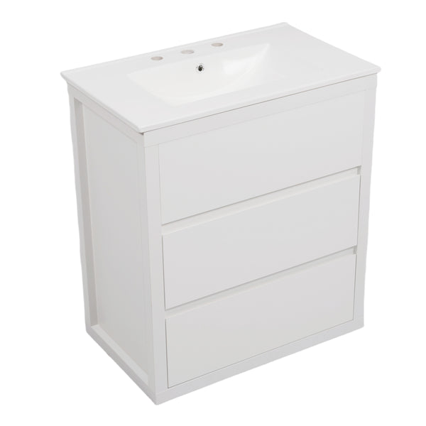 Gdf Studio Cyloriel 30" Bathroom Vanity With Ceramic Sink And 2 Full-Extension Drawers Freestanding Bathroom Vanity
