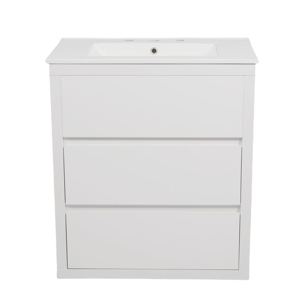 Gdf Studio Cyloriel 30" Bathroom Vanity With Ceramic Sink And 2 Full-Extension Drawers Freestanding Bathroom Vanity