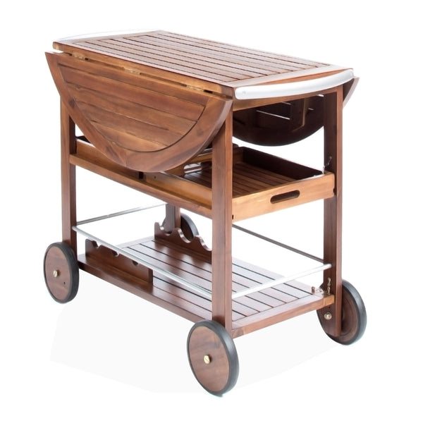 Gdf Studio Cyndy Farmhouse Cottage Dark Oak Acacia Wood Bar Cart