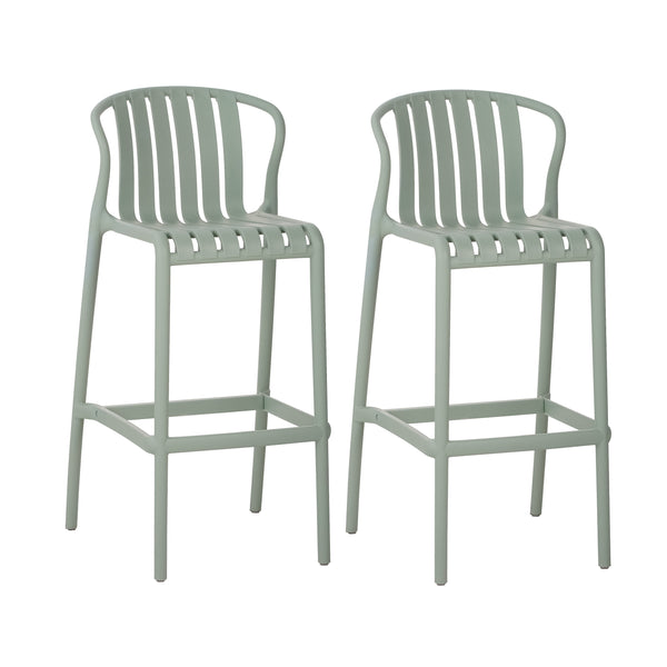 Gdf Studio Cyprede 29.5" H Plastic Outdoor Bar Stool (2-Pack) Perforated Slat Back