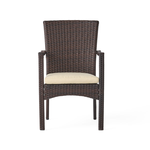 Gdf Studio Cypress Outdoor 5-piece Wicker Dining Set With Cushions