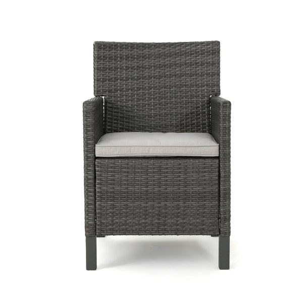 Gdf Studio Cyril Outdoor 5 Piece Wicker Round Dining Set With Water Resistant Cushions