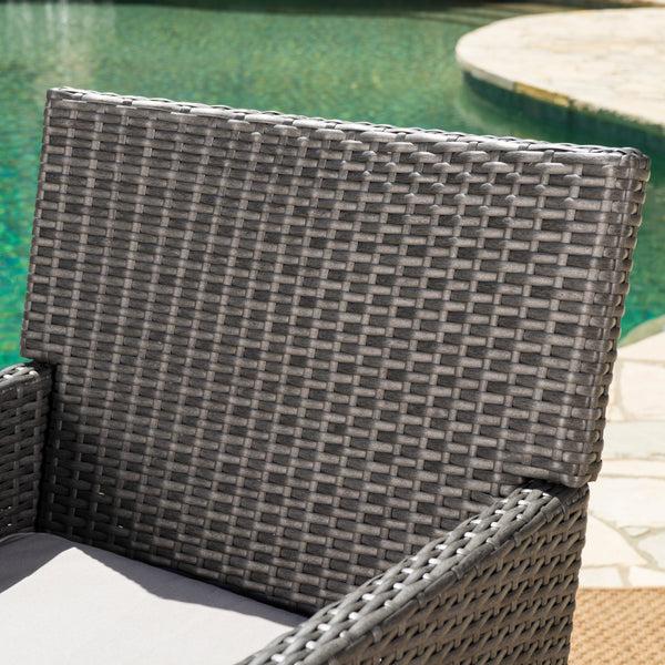 Gdf Studio Cyrus Outdoor Wicker Dining Chairs With Water Resistant Cushions (Set Of 2)