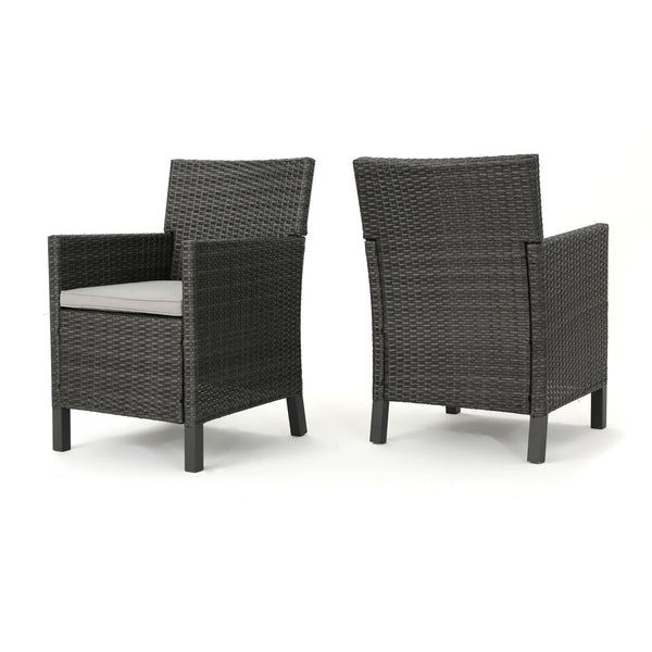 gdf studio Cyrus Outdoor Wicker Dining Chairs with Water Resistant Cushions (Set of 2)