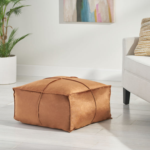 gdf studio Cytheria Modern Glam Velvet Square Bean Bag Ottoman