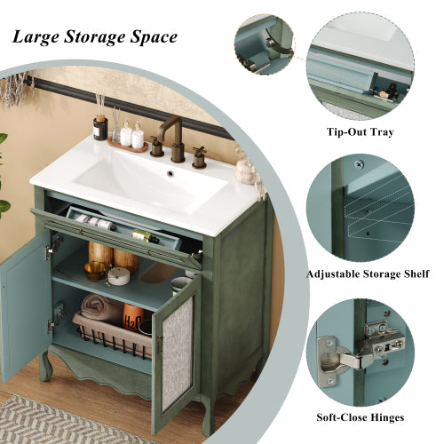 Gdf Studio Dadaesque Antique Pattern Bathroom Vanity With Rectangle Ceramic Sink