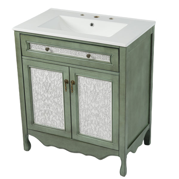 gdf studio Dadaesque Antique Pattern Bathroom Vanity with Rectangle Ceramic Sink