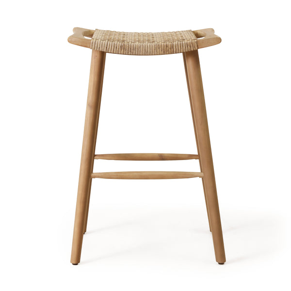 Gdf Studio Dade Pulaski Outdoor Acacia Wood Barstool With Wicker Set Of 4