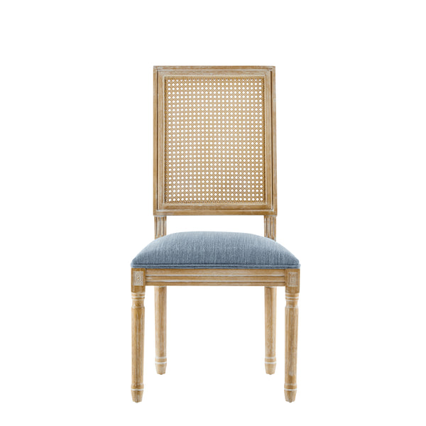 Gdf Studio Dagoal French Country Dining Chairs - Elegant Cane Backrest & Upholstered Seats Set Of 2