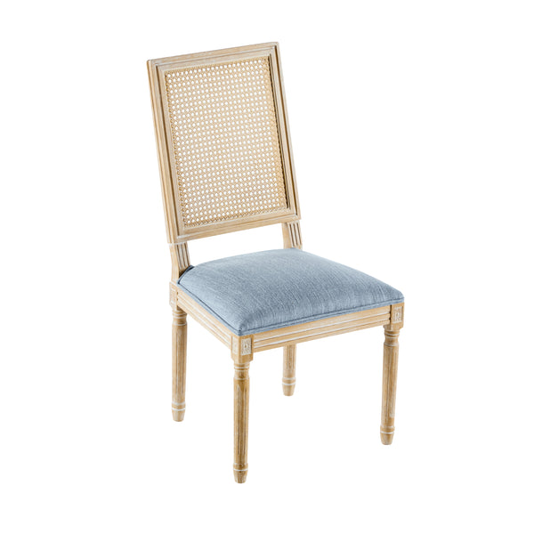 Gdf Studio Dagoal French Country Dining Chairs - Elegant Cane Backrest & Upholstered Seats Set Of 2