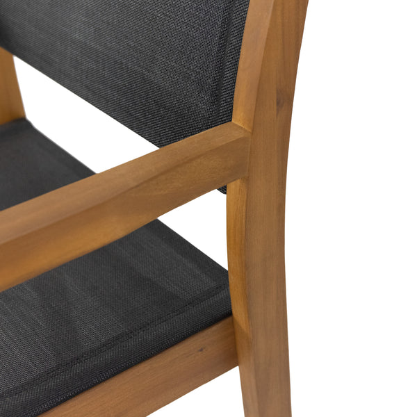 Gdf Studio Daiquan Outdoor Acacia Wood Barstools With Outdoor Mesh (Set Of 2)
