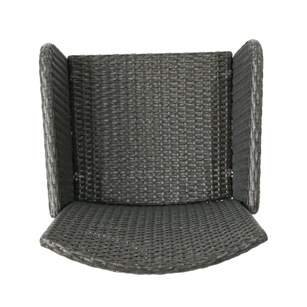 Gdf Studio Daisy Outdoor 38-Inch Gray Wicker Barstool (set Of 2)