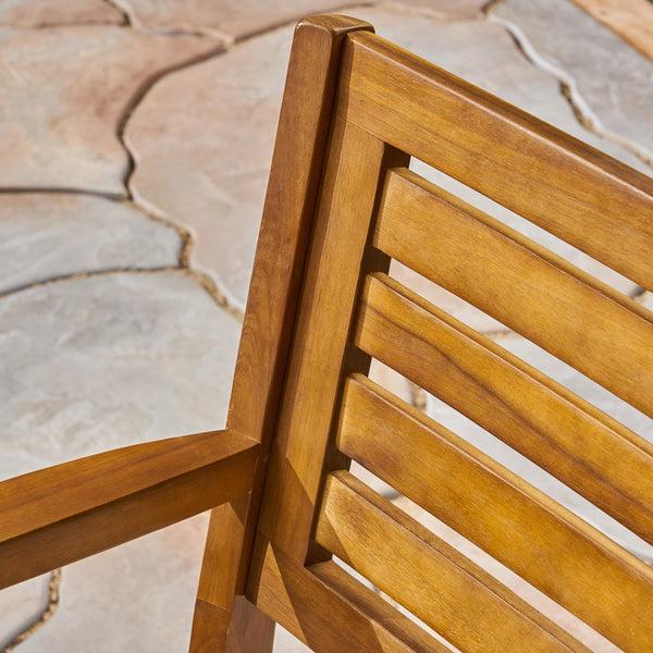 Gdf Studio Daisy Outdoor 6-Seater Rectangular Acacia Wood And Iron Dining Set Teak With Black And Cream