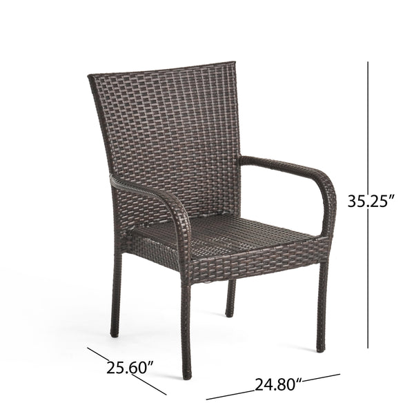 Gdf Studio Dalmi Contemporary Outdoor 5pc Brown Wicker Dining Set