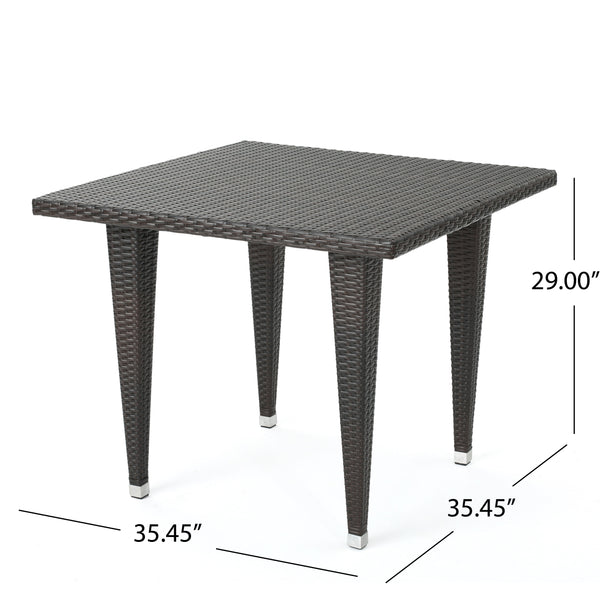 Gdf Studio Dalmi Contemporary Outdoor 5pc Brown Wicker Dining Set