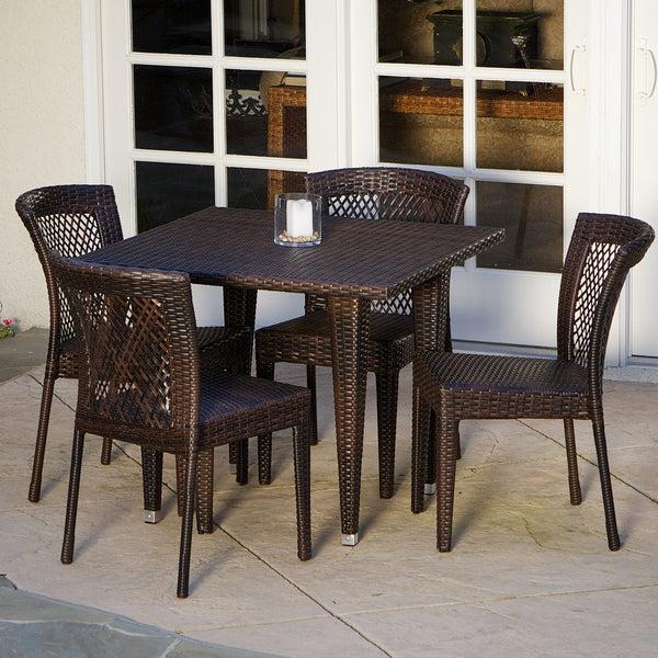 Gdf Studio Dana Point 5-pieces Outdoor Patio Brown Wicker Dining Set
