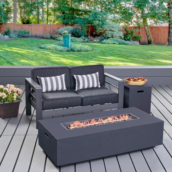 Gdf Studio Danae Coral Outdoor Loveseat And Fire Pit Set