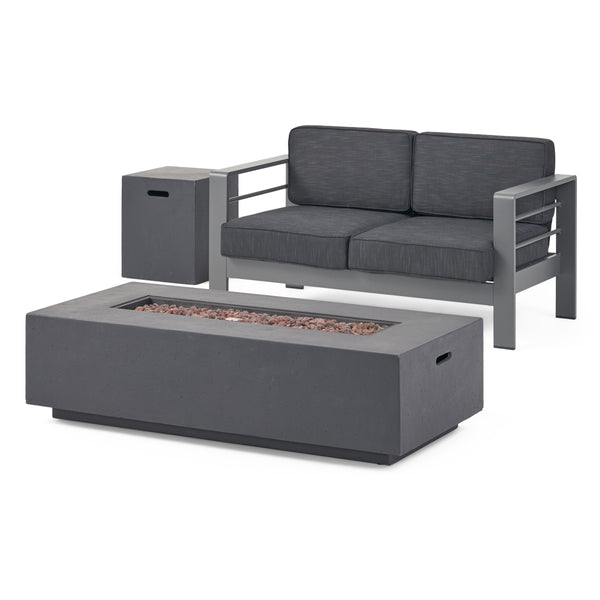 gdf studio Danae Coral Outdoor Loveseat and Fire Pit Set