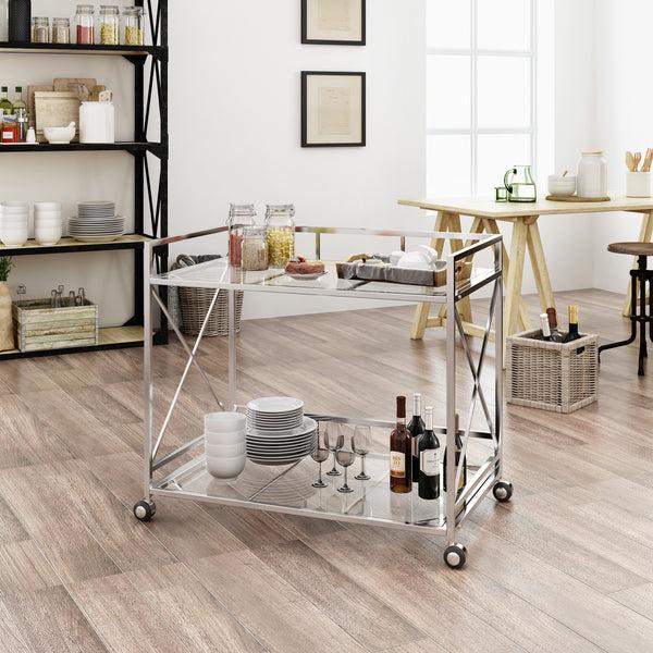 Gdf Studio Danae Modern Iron And Glass Bar Cart Silver