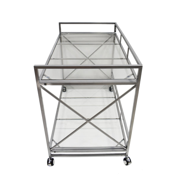 Gdf Studio Danae Modern Iron And Glass Bar Cart Silver