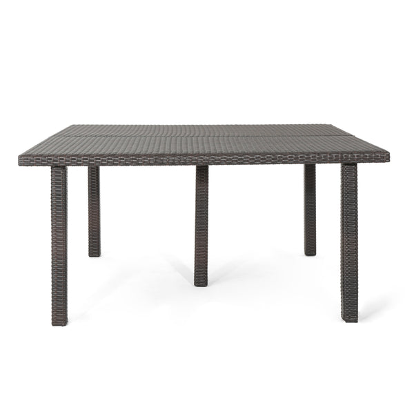 Gdf Studio Danae Outdoor 9 Piece Multi-brown Wicker Square Dining Set