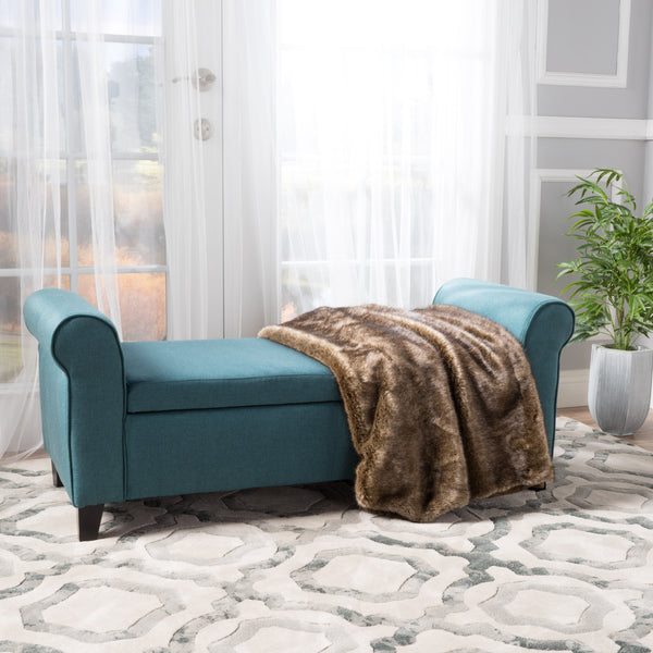 Gdf Studio Danbury Contemporary Fabric Upholstered Storage Ottoman Bench With Rolled Arms