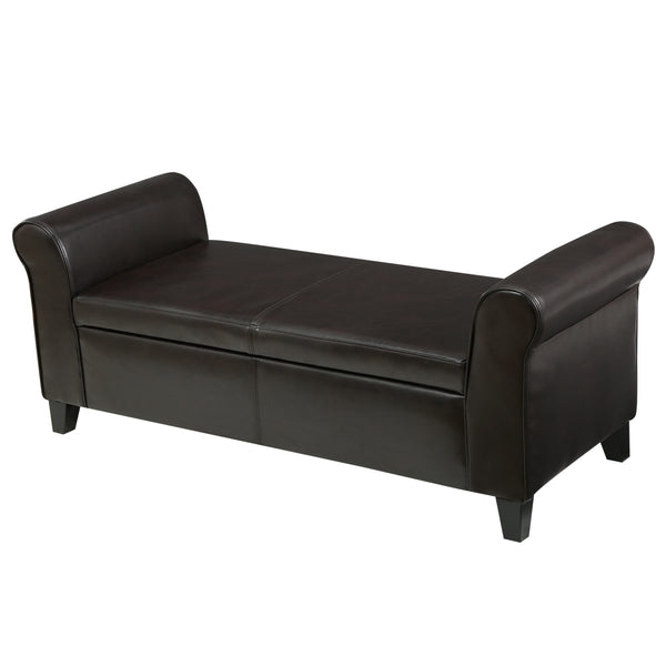 Gdf Studio Danbury Contemporary Upholstered Storage Ottoman Bench With Rolled Arms
