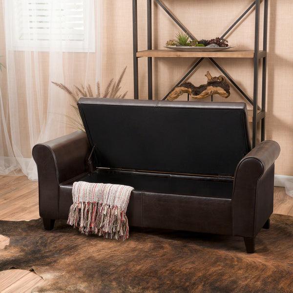 Gdf Studio Danbury Contemporary Upholstered Storage Ottoman Bench With Rolled Arms