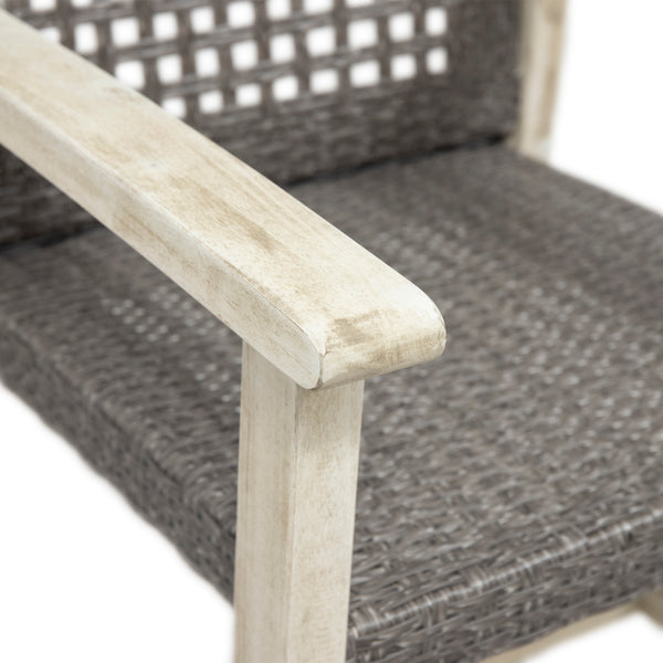 Gdf Studio Danis 6 Seater Outdoor Acacia Wood And Wicker Dining Set