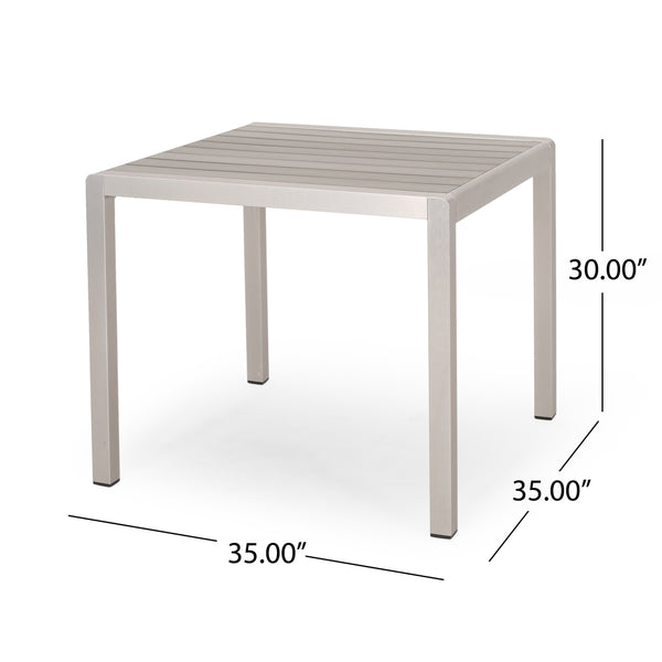 Gdf Studio Danitza Outdoor Modern 4 Seater Aluminum Dining Set With Faux Wood Table Top
