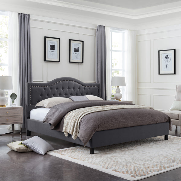 gdf studio Dante Contemporary Upholstered Bed Set with Nailhead Trim