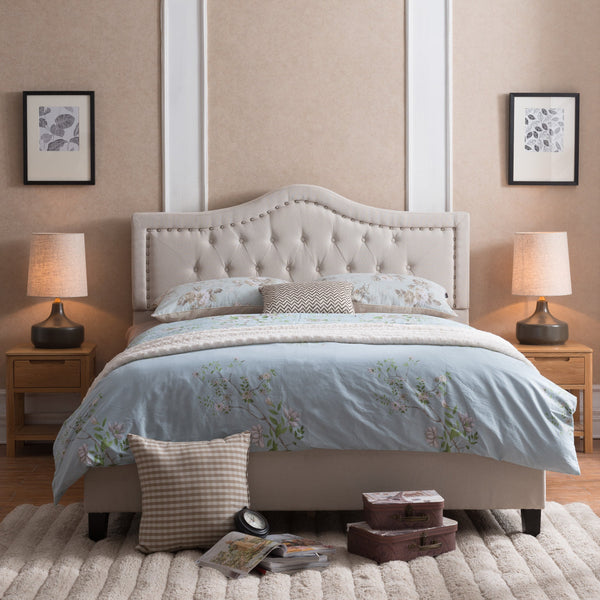Gdf Studio Dante Contemporary Upholstered Queen Bed Set With Nailhead Trim