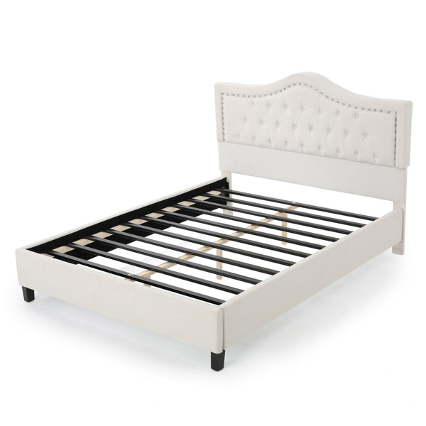 gdf studio Dante Contemporary Upholstered Queen Bed Set with Nailhead Trim