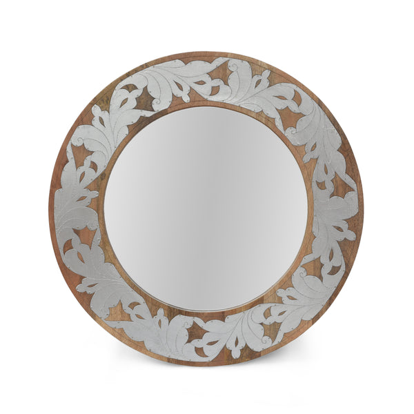 gdf studio Danyella Mango Wood Aluminum Fitted Round Mirror