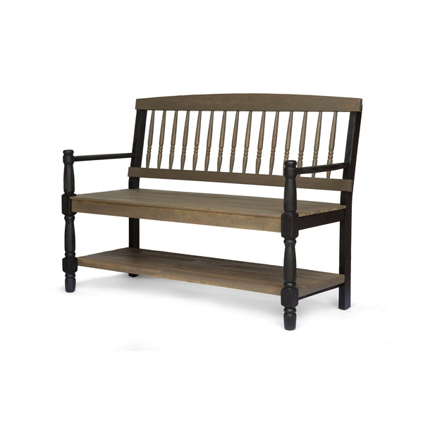 gdf studio Daphne Outdoor Acacia Wood Bench with Shelf