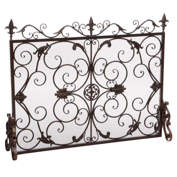 gdf studio Darcie Copper Brown Finish Wrought Iron Fireplace Screen