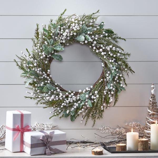 Gdf Studio Darien 28" Artificial Wreath With White Berries