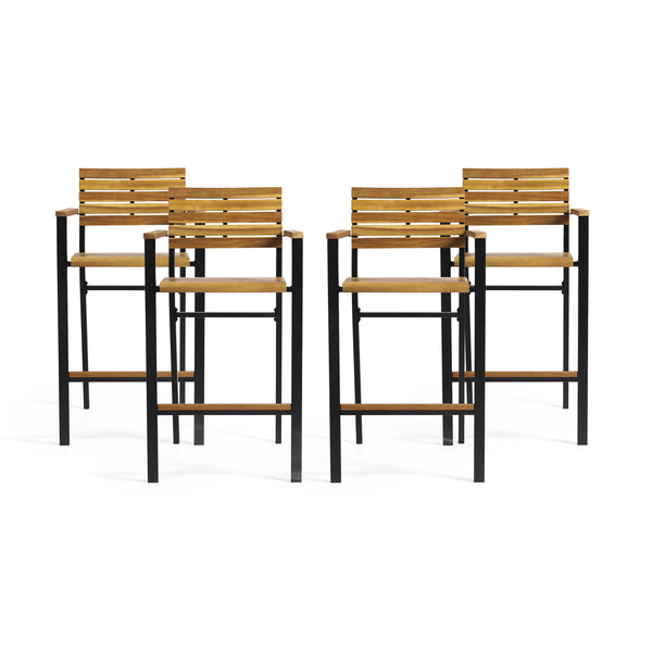 Gdf Studio Darryn Modern Industrial Acacia Wood Barstool (Set Of 4)