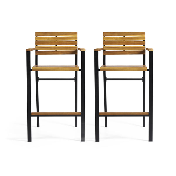 Gdf Studio Darryn Modern Industrial Acacia Wood Barstool (Set Of 2)