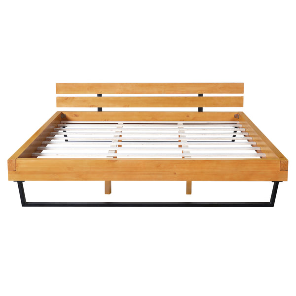 Gdf Studio Dashiell Modern Solid Pine Bed Frame In Natural And Black Making Serene Bedroom Retreat