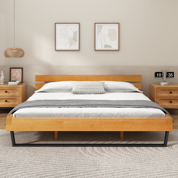 Gdf Studio Dashiell Modern Solid Pine Bed Frame In Natural And Black Making Serene Bedroom Retreat