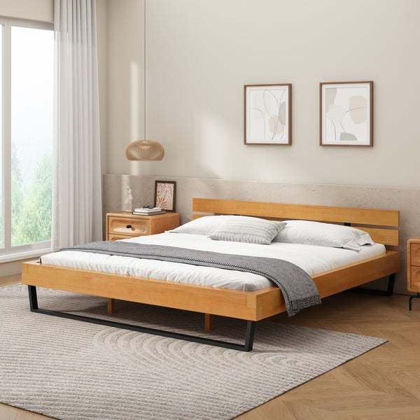 gdf studio Dashiell Modern Solid Pine Bed Frame in Natural and Black Making Serene Bedroom Retreat
