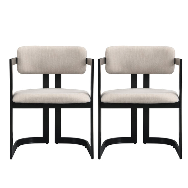Gdf Studio ‌Dashiell Upholstered Dining Chairs Fabric Metal Frame Armchairs Set Of 2