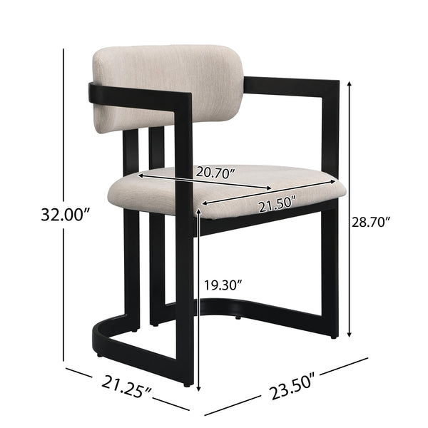 Gdf Studio ‌Dashiell Upholstered Dining Chairs Fabric Metal Frame Armchairs Set Of 2