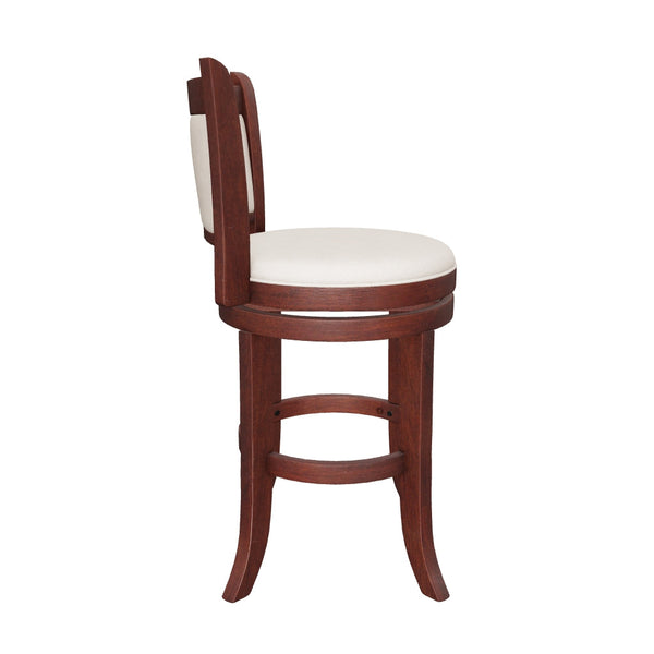 Gdf Studio Davis Modern 24-Inch Beige Upholstered Wood Swivel Backed Counterstool