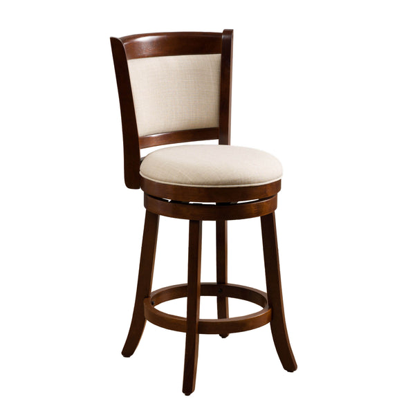 gdf studio Davis Modern 24-Inch Beige Upholstered Wood Swivel Backed Counterstool