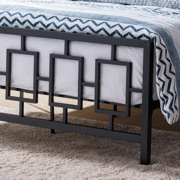 Gdf Studio Dawn Queen-Size Geometric Platform Bed Frame Iron Modern Low-Profile