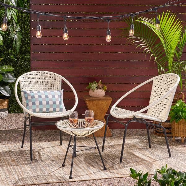Gdf Studio Deborah Outdoor Modern 2 Seater Faux Rattan Chat Set