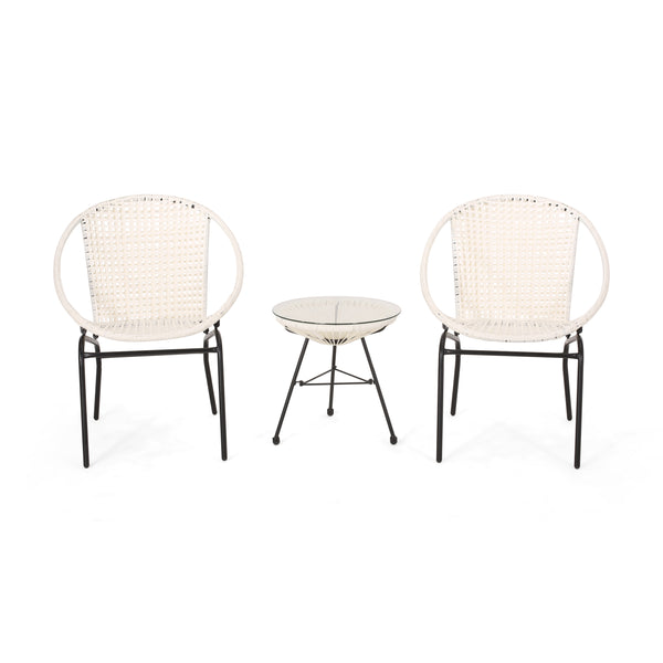 gdf studio Deborah Outdoor Modern 2 Seater Faux Rattan Chat Set
