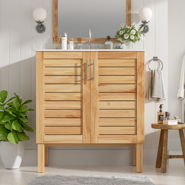 Gdf Studio Decolette Mid-Century Modern Bathroom Vanity Cabinet With One Sink